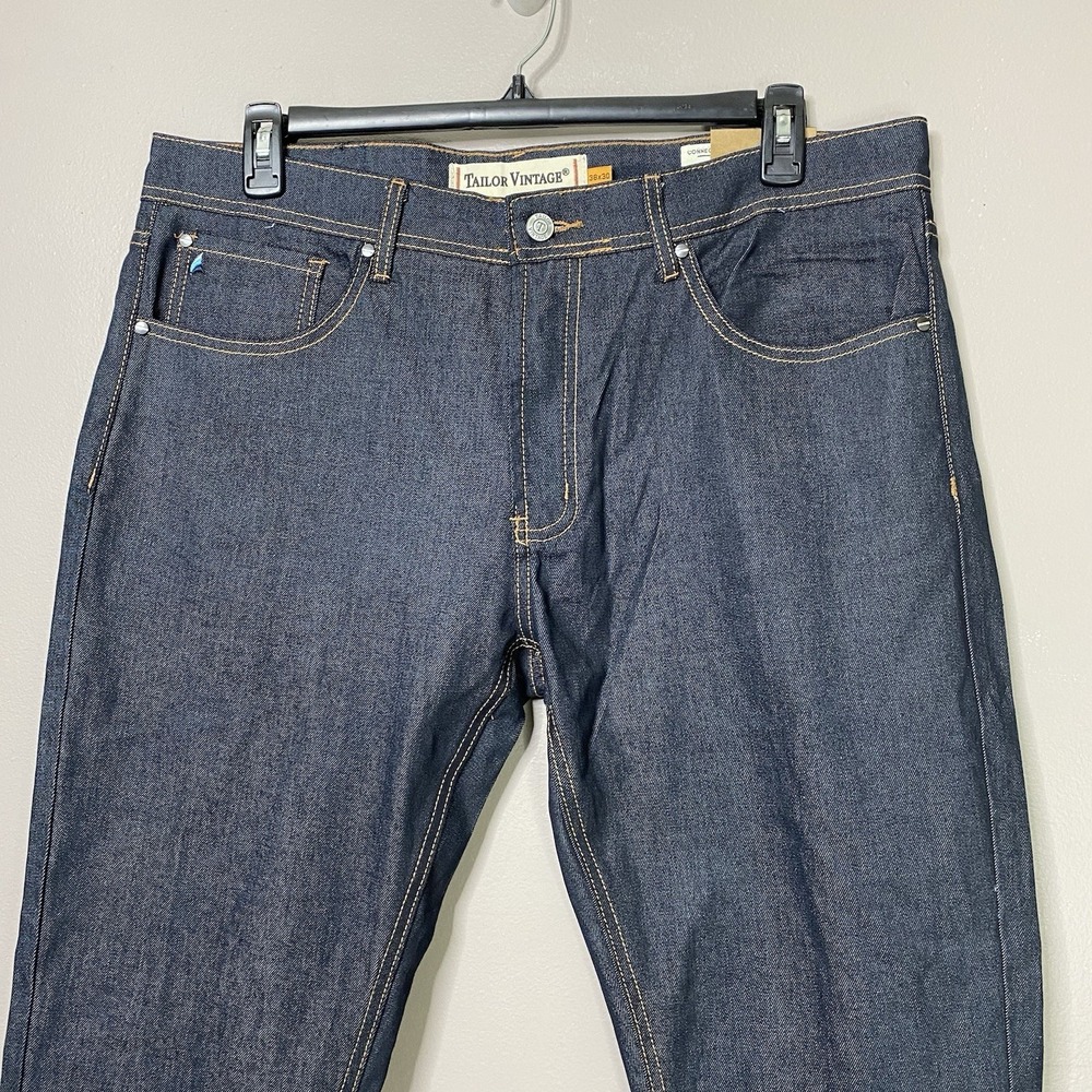 Tailor Vintage Jeans Mens 38x30 Canaan Slim Fit Stretch Indigo‎ Rinse Wash - Picture 3 of 14